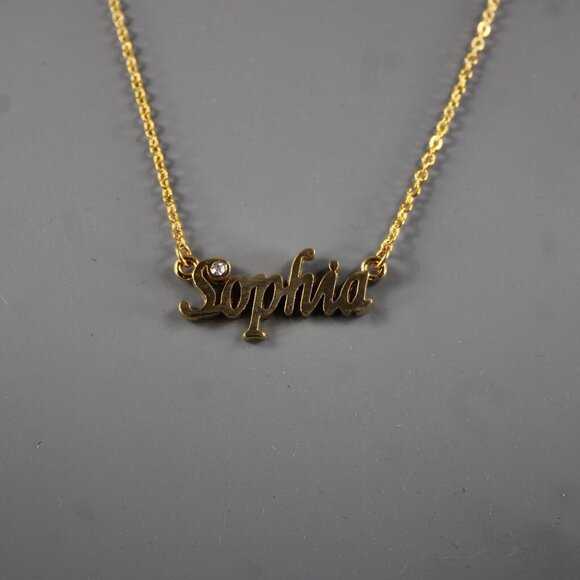 SOPHIA Name Goldtone Rhinestone Accent 14.5" w 4.5 Multi Ring Ext Necklace - Picture 13 of 14